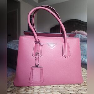 Authentic Prada Rose Pink Saffiano Leather Tote Bag
